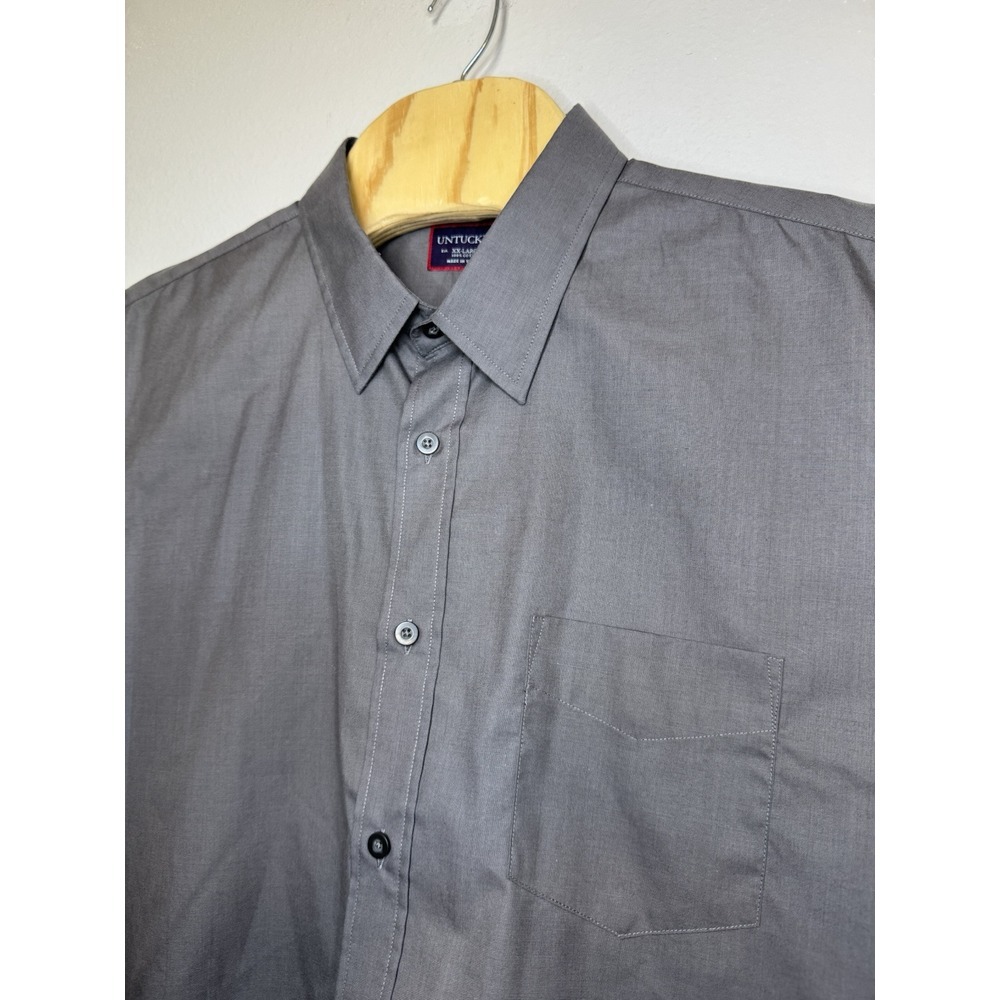 UNTUCKit Mens Long‎ Sleeve Button Up Gray Shirt Wrinkle Free XXL